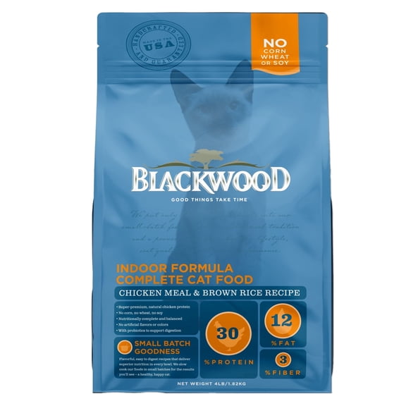 Blackwood Dry Indoor Cat Food Chicken Meal & Brown Rice 4 lb.