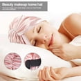 thumbnail image 3 of Adjustable Satin Faux Silk Bonnet Front Knot Back Adjustable Buckle Large Long Curly Hair Wrap Elastic Drawstring Beauty Hat, 3 of 10