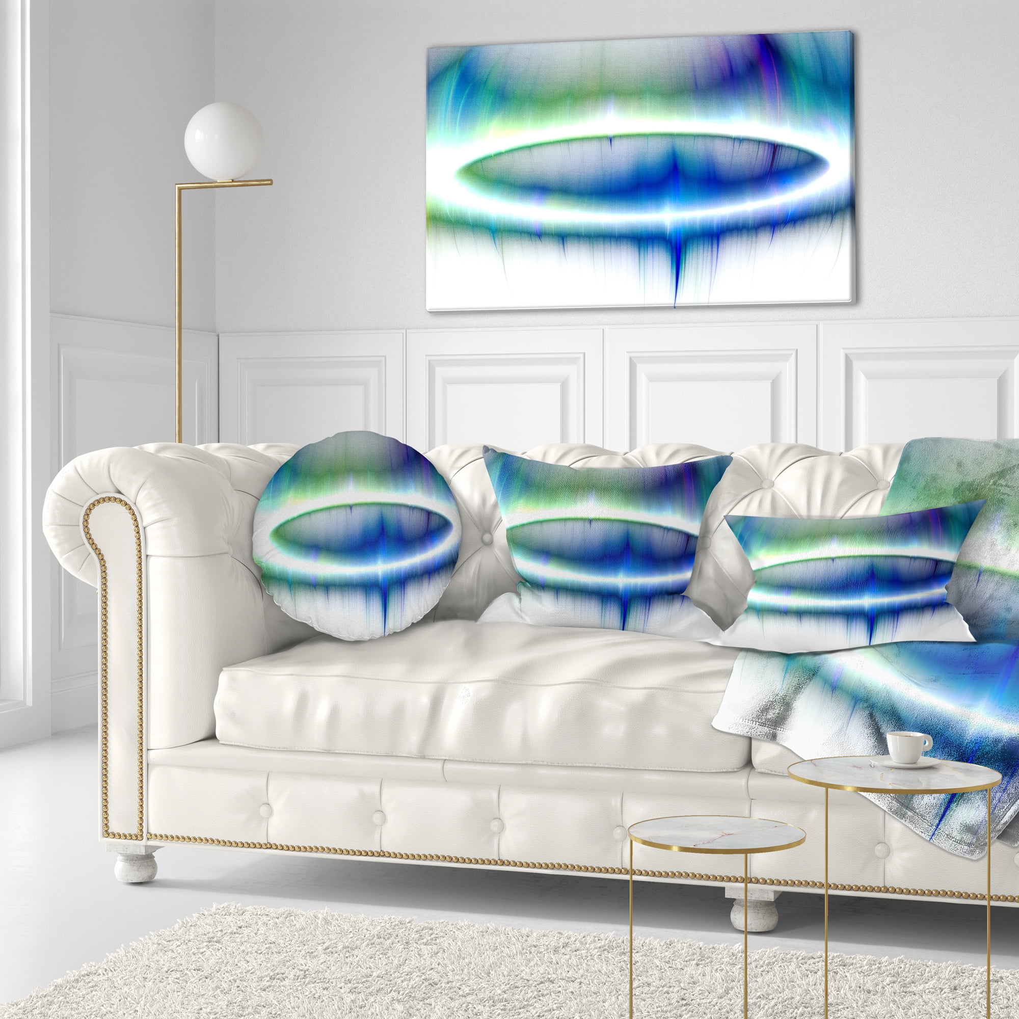 Designart Beautiful Blue Northern Lights - Abstract Throw Pillow - 12x20