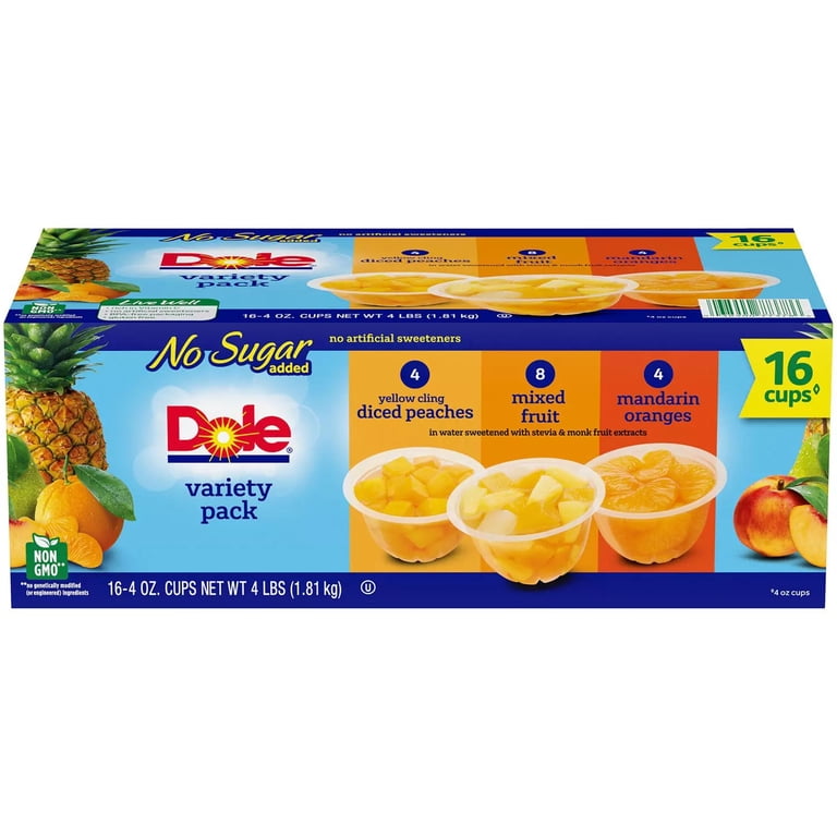 Dole No Sugar Added Mixed Fruit Variety Pack (4 oz., 16 pk