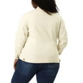 thumbnail image 3 of MODA NOVA Juniors Plus Size Long Sleeve Button Down Jean Denim Jacket with Pockets 5X Light Beige, 3 of 7