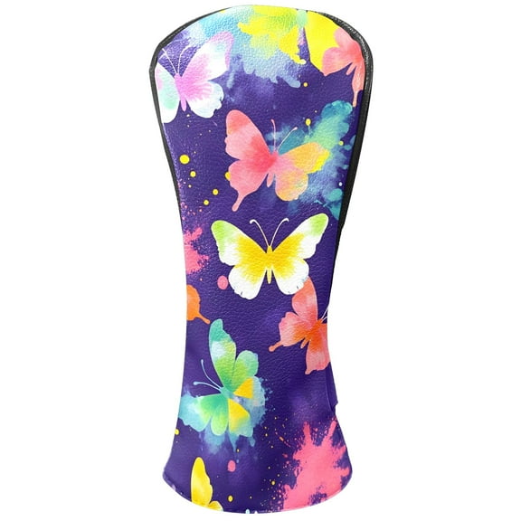 Golf Club Covers, Butterfly Premium PU Leather Driver Hybrid Putter Head Covers with Velvet Lining, Waterproof Golf Gifts for Men Women