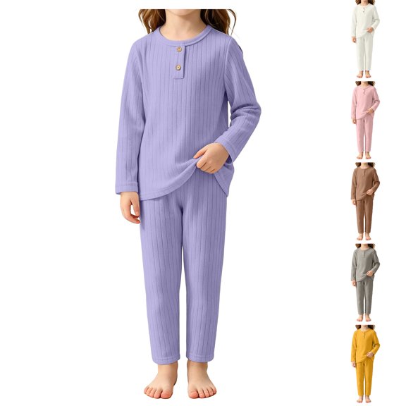 Asxite Toddler Girls Fall Outfits Solid Crewneck Top Straight Leg Pants Casual Breathable 2 Piece Set 2T
