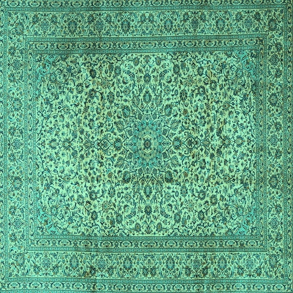Ahgly Company Indoor Square Persian Turquoise Blue Traditional Area Rugs, 7' Square