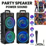 6000W Dual 8.5-Inch Bass Portable Subwoofer Speaker - Ideal For Large Parties, Performances, Karaoke, Singing & Dancing, Comes With Microphone