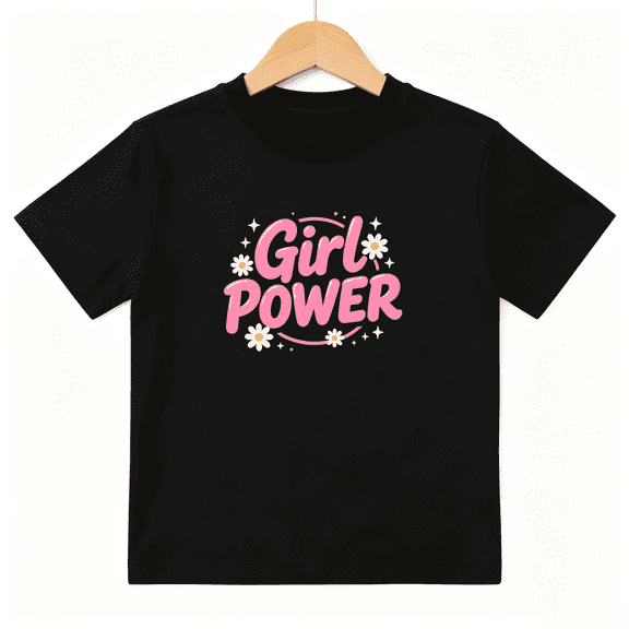 Girl Power Sweet Flower Girls Graphic Tee, Cute Retro Daisy 100% Cotton Kids Short Sleeve T-Shirt 4-13Y