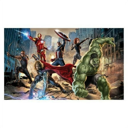 RoomMates JL1254M Avengers Chair Rail Prepasted Mural with 6-Feet by 10.5-Feet Ultrastrippable
