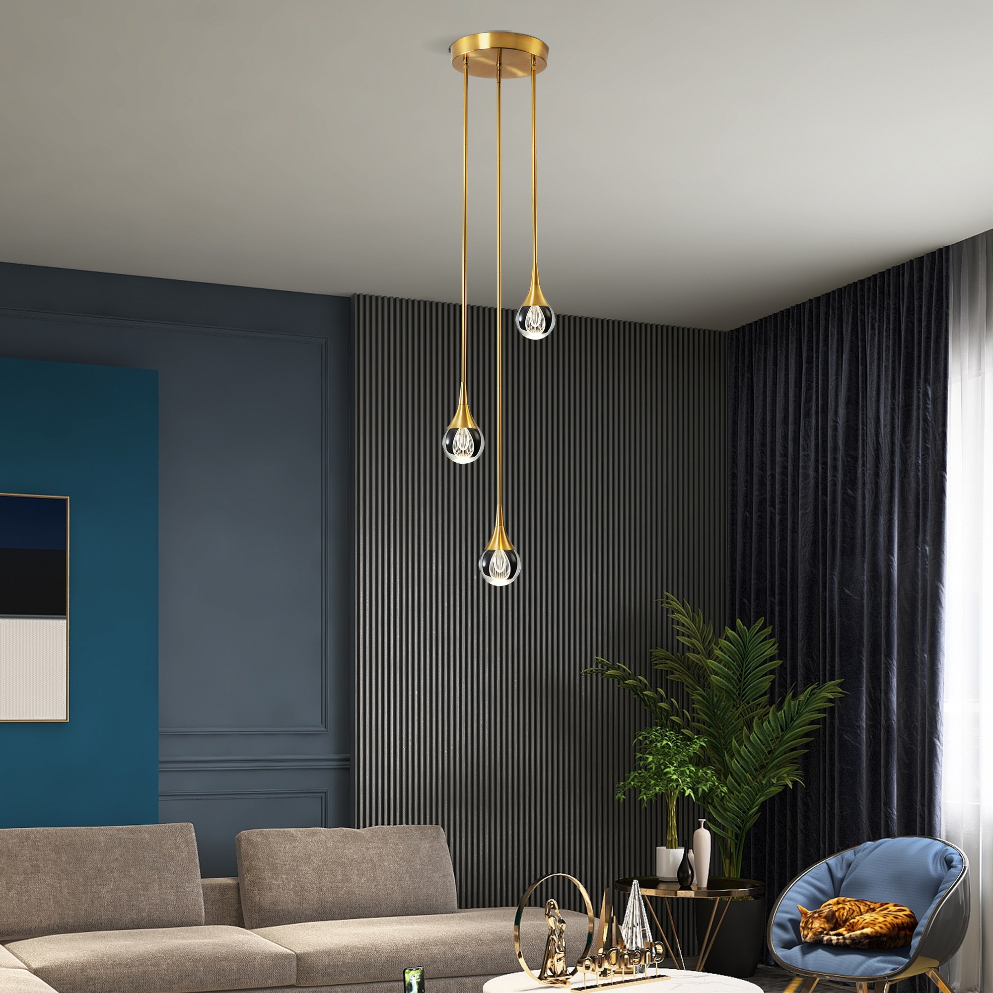 GALTLAP 3Light LED Pendant Light 13W 3000K Dimmable Teardrop Pendant