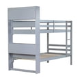 thumbnail image 6 of Leumius Twin Over Twin Bunk Bed with Shelves , Rubber Wood Bed with Shelves Headboard, Safety Guardrails and Ladder, Convertible to 2 Beds for Boys Girls Grey, 6 of 9