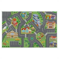 AuroraX Cute Living Room Area Rug Non-Slip Backing Soft Living Room Mat 19x31 Inch Minimalist Cartoon City Traffic Play