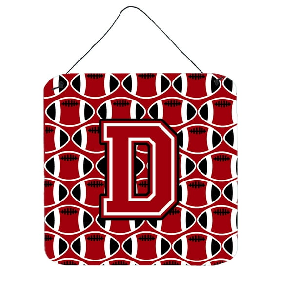 Letter D Football Red Black and White Wall or Door Hanging Prints