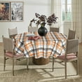 thumbnail image 3 of Halloween Tablecloth 60x60 Inch Round, Fall Orange Buffalo Plaid Washable Table Cover for Party Picnic Dinner Decor, 3 of 6