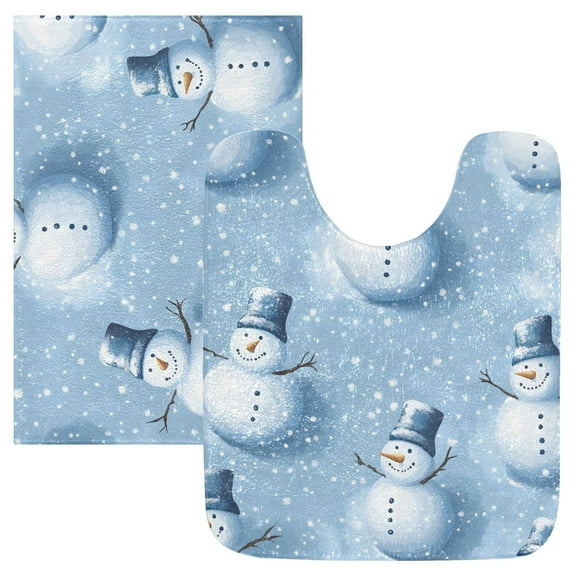 Ryvnso Christmas Winter Snowman Bathroom Shaggy Rugs Toilet Mat Soft Contour Rug
