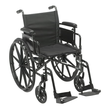 Adjustable Swing Arm Drive Medical Cruiser X4 Lightweight Dual Axle Wheelchair with Adjustable Detachable Arms, Desk Arms, Swing Away Footrests, 20