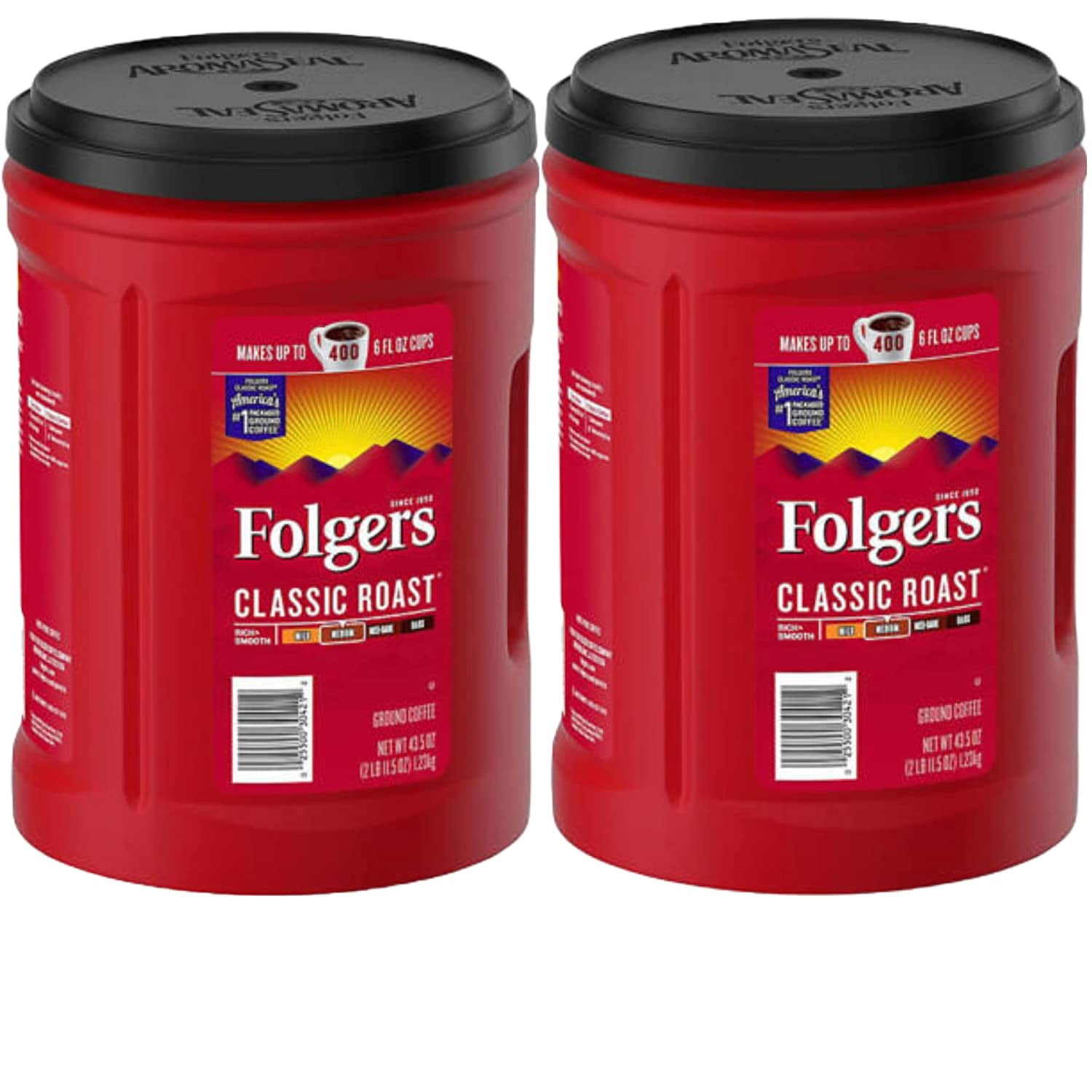 Folger Classic Roast Ground Coffee Medium Roast 2 pack 43.5 oz Includes