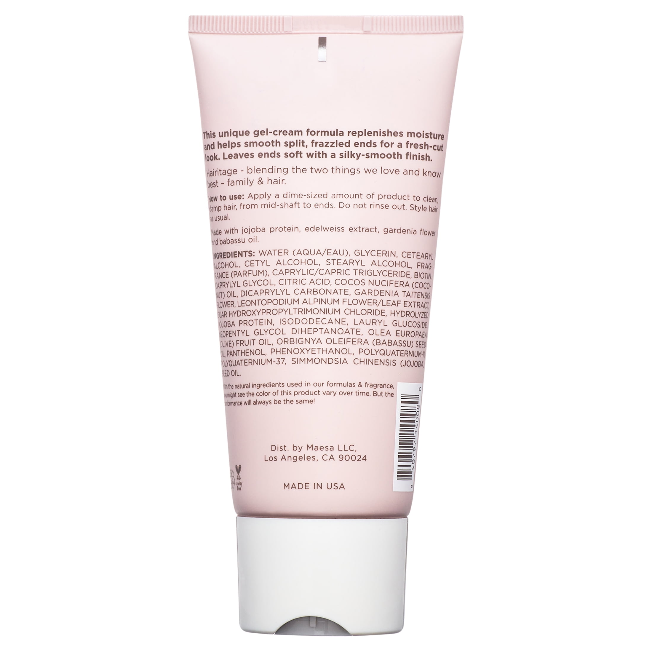 Hairitage End Play Split End Rescue Gel Cream with Jojoba Protein, for Damaged Hair, 4 fl oz