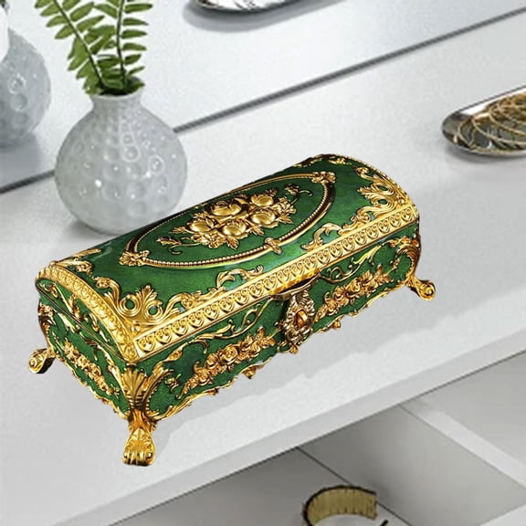 Sharplace Jewelry Box Jewelry Case Wedding Gift Desktop Vintage Design Trinket Case Keepsake Box for Rings Pendant Charms Stud Earrings Green