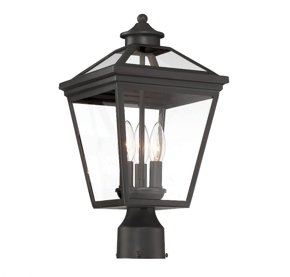 3 Light Outdoor Post Lantern-Modern Farmhouse Style with Rustic and Transitional Inspirations-17.5 inches Tall By 9 inches Wide-Black Finish Bailey - image 5 of 6