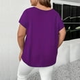 thumbnail image 3 of MORTTIC Women's Plus Size V-Neck Short Sleeve Casual T-Shirt with Criss Cross Strap Detail for Summer Purple，3XL, 3 of 4