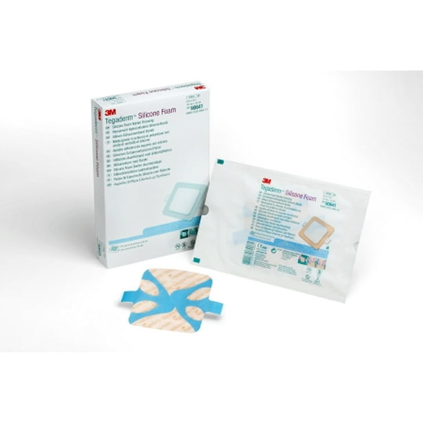 Silicone Foam Dressing 3M Tegaderm 4 X 4 Inch Square Adhesive with Border Sterile 1 Count