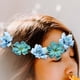 thumbnail image 4 of Guirnalda floral para boda, corona para la cabeza, tiara de flores, tocado de novia bohemio azul nuevo, 4 of 8