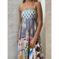 thumbnail image 2 of ZAXARRA Femmes Bretelles Spaghetti Robe Sans Manches Imprimé d'Été Flowy A-Line Partie Longue Robe pour Cocktail Plage Streetwear, 2 of 6