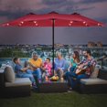 thumbnail image 3 of Costway 15Ft Patio Double-Sided Solar LED Market Umbrella Crank Base Burgundy, 3 of 9