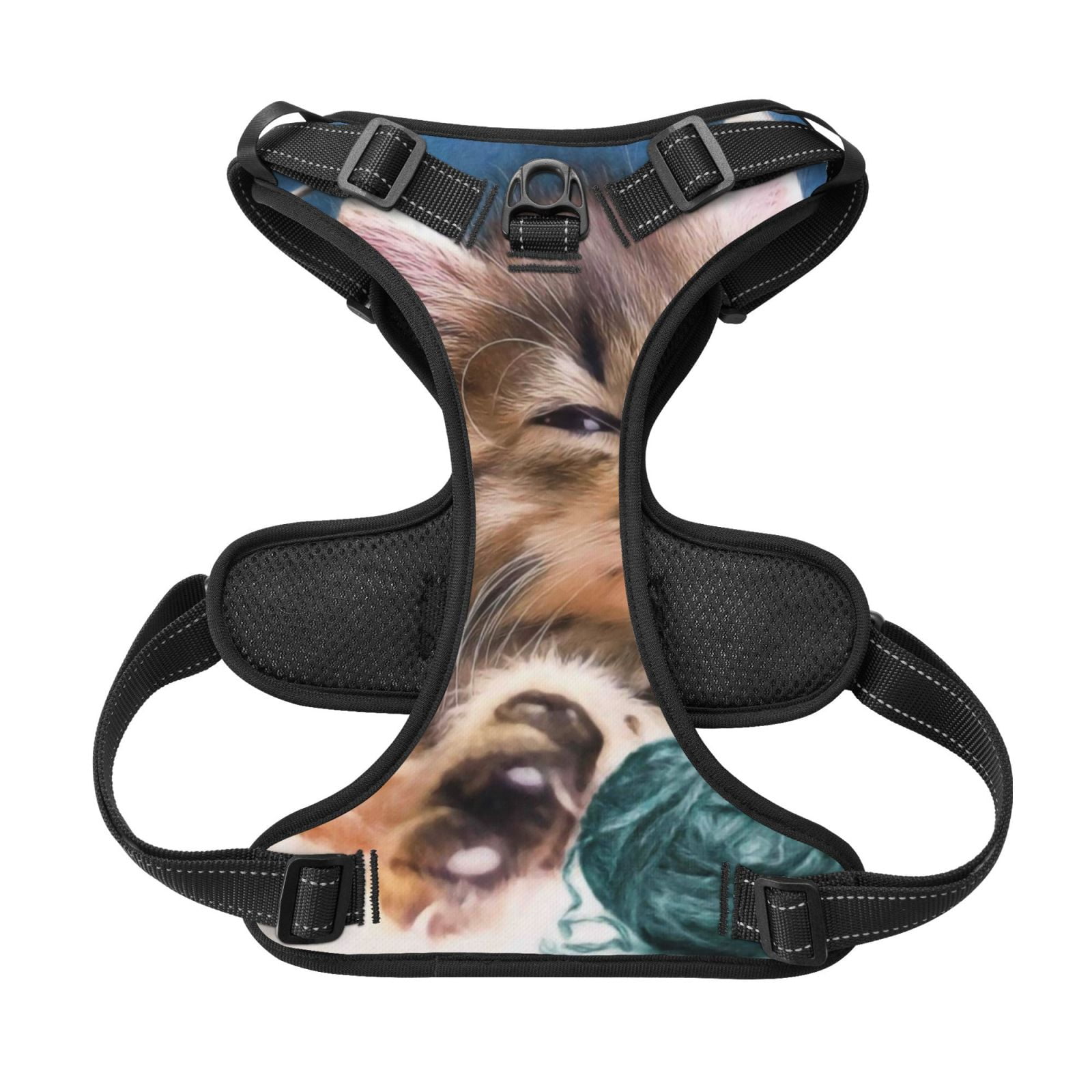 Picia Playful Cat No-Pull Dog Harness Reflective Front Clip Vest with Handle,Step-in Air Dog Harness,Adjustable 2 Metal Rings 4 Buckles,Easy to Put on & Take Off Small