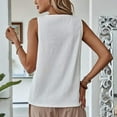 thumbnail image 6 of Wyobmus Womens Cotton Linen Tank Tops Round Neck Casual Cami Sleeveless Blouses Summer Solid Eyelet Basic Tank Shirt S-2X White, 6 of 8