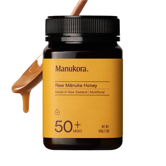 Manukora Raw Manuka Honey MGO 50 , New Zealand Honey, Non-GMO, Multifloral, 3rd-Party Tested, Glyphosate Residue Free, Immune Support, 500g (1.1 lbs.)