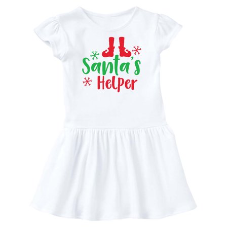 

Inktastic Santa s Helper Elf Shoes Christmas - Red Green Gift Toddler Girl Dress