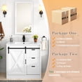 thumbnail image 3 of Blotout 36" Bathroom Vanity with Sink & Faucet & Mirror, Farmhouse Bathroom Vanity Cabinet Set with Sliding Barn Door & 3 Drawers, Freestanding Single Bath Storage Vanity Ceramic Sink, White, 3 of 8