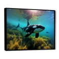 thumbnail image 2 of Designart "Blue Black Marine Animals Majestic Orcas" Marine Animals Floater Framed Wall Art Print, 2 of 7