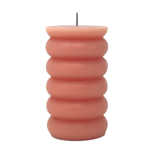Mainstays Single Wick 3" x 5" Bubble Pillar Candle, Unscented, Pink