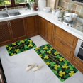 thumbnail image 2 of 2Pcs St. Patrick''s Kitchen Rugs, Green Shamrocks Area Rug Set of 2, Non-Slip Lucky Clover Floor Mat for Bathroom, Absorbent Door Mat with Anti-Slip Rubber Backing, 17'''' x 47'''' + 17'''' x 30'''', 2 of 6