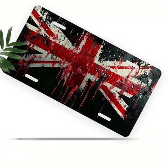 Distressed Union Jack Front License Plate, Metal License Plate, Funny Standard Plates Personalized Novelty Decorative For Men/Women/Boys/Girls Car 6×12 Inch