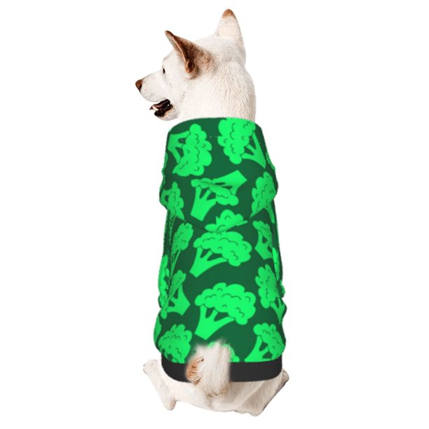 Fotbe Green Broccoli Sudadera con Estampado para Perros Pequeños – Suéter con Capucha para Mascotas, Tela Suave de Forro Polar con Bolsillo-Medium