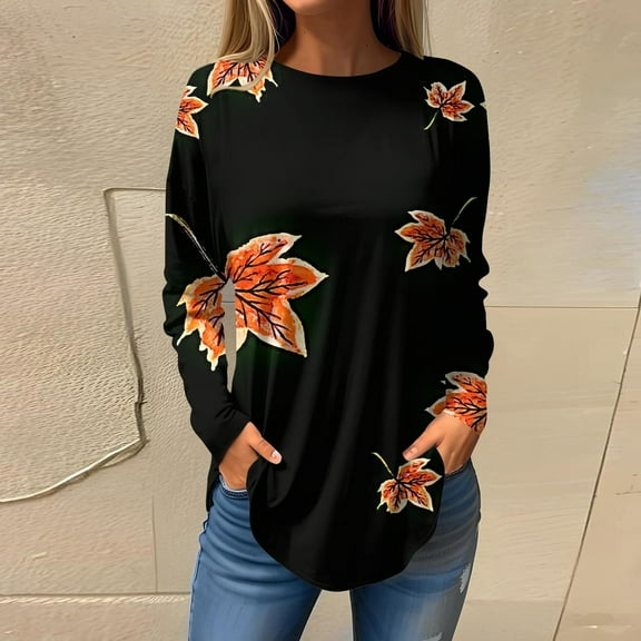 YEJIMAN Pink Plus Size Tunic Tops For Women, Women's Blouses Dressy Casual Fall Hippie Tshirts Shirts Long Sleeve Cute Tops Floral Tunics Tops Crew Neck Sweatshirts