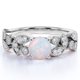 thumbnail image 1 of JeenMata Anillo de Bodas Vintage de 1 Uds con Piedra Natal de Octubre, Ópalo Welo Redondo y Moissanita en Oro Blanco de 18 K sobre Plata, 1 of 6