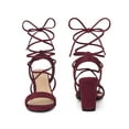 thumbnail image 6 of BLISSFUL STEP Lace Up Slingback Block High Heels Sandals for Women, 6 of 7