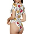 thumbnail image 3 of Naloa Tulips Flowers Women's Short-Sleeved Onesie, One-Piece Swimsuit for Parties, dates, clubs - X-Large, 3 of 9