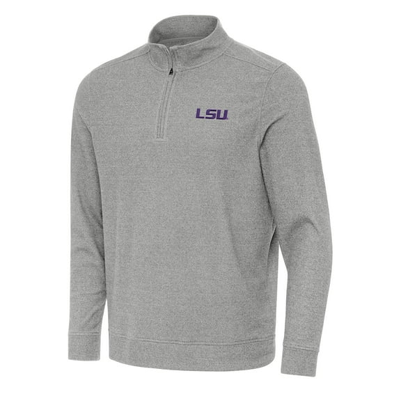 Men's Antigua Heather Gray LSU Tigers Subtle Quarter-Zip Sweatshirt