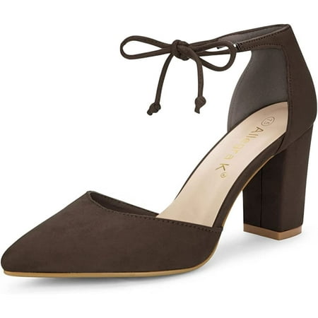 

PumPs Women S Ankle Tie Point Toe Dress PumPs 7.5 Coffee