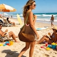 thumbnail image 6 of Blateno Cotton Lined Mesh Shoulder Tote Bag Bohemian Breathable Net Shopping Grocery Bag Large Capacity Handbag Portable Beach Travel Camping Daily Errands Handbag, 6 of 7