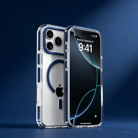 for iPhone 14 Pro Max Clear Case, Compatible with Mag-Safe, Anti-Yellowing Transparent Phone Cover, Military-Grade Protection, Shockproof Slim Magnetic Phone Cover for iPhone 14 Pro Max, Blue