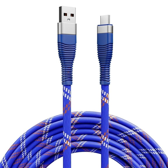 Wellooch USB-A to USB-C Cable (6ft), Fast Charging Braided Type-C Cord - Blue