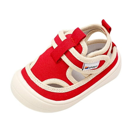 

Binmer Toddler Shoes Baby Boys Girls Cute Solid Color Hollow Out Non-Slip Soft Sole Beach Canvas Sandals