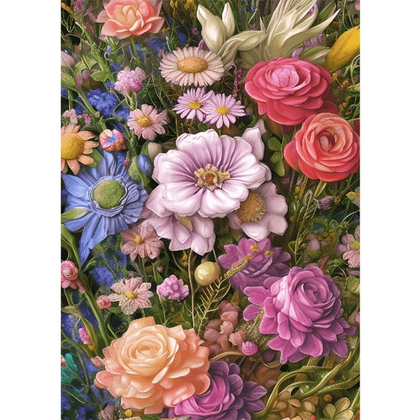 Cuadros Decorativos Kits de arte de diamantes de flores, lienzo de resina 5D DIY para oficina, hogar, pared (estilo C) Wdftyju de costura negro 4 estilos