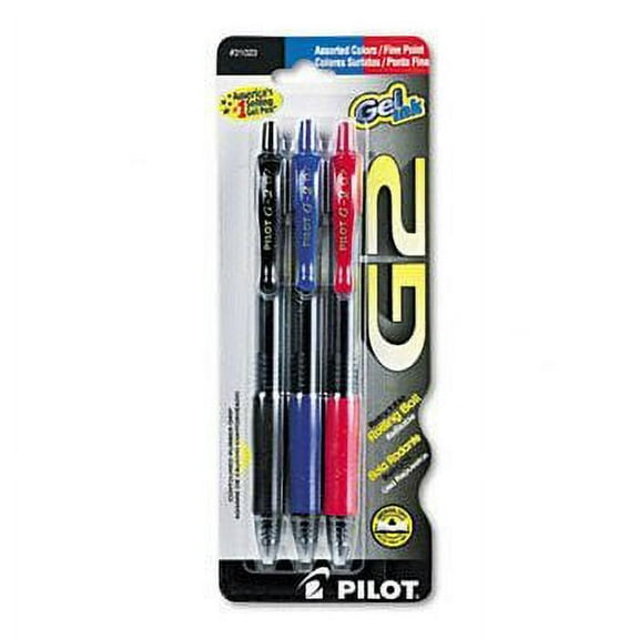 Pilot?G2 Retractable Gel Ink Roller Ball Pen Pen,Rball,G2 Fn,Asst,3/Pk (Pack of 3)