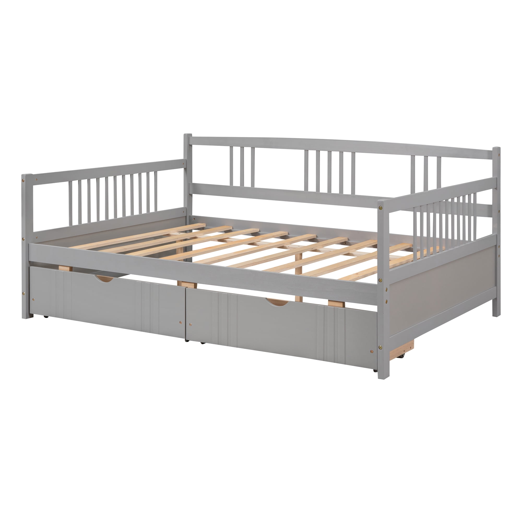 Aukfa Wooden Full Daybed with Storage Drawers, Gray